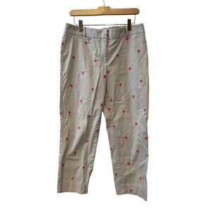 Talbots Signature Pink Scallop Shell Embroidered Summer Khaki Pants 8